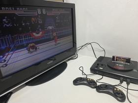 Sega Genesis Model 1601 System Console Bundle Tested + Wrestle Mania ArcadeGame 