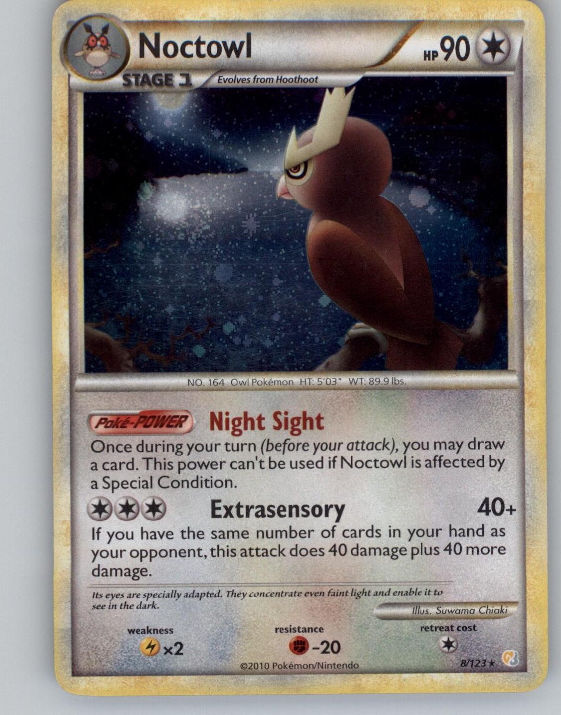 Noctowl 8/123 Holo Rare HeartGold & SoulSilver Pokemon Holo Near Mint