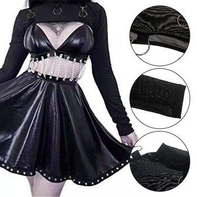 Damen Netz Patchwork Langarm Cover Ups durchsichtig durchsichtig bauchfreies Obe