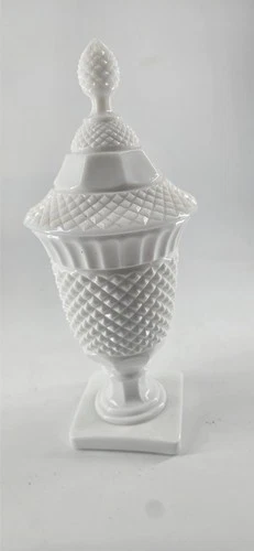VTG Westmoreland Hobnail Apothecary Jar Candy Dish White Milk Glass Footed 12"