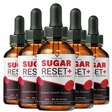 (5 pack) SugarReset+ Advanced Support, Sugar Reset Liquid Supplement (10oz)