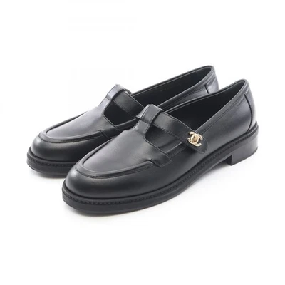 Mocassins CHANEL COCO Mark Turnlock G46799 cuir noir #39C occasion femme - Photo 1/4