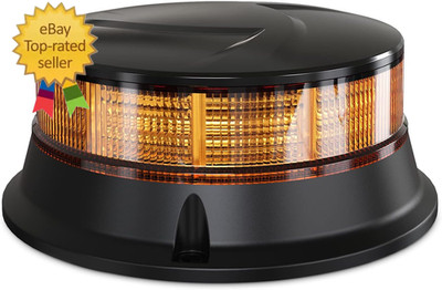 Amber Beacon Light 4.2Inch, Flashing Safety Warning Lights Permanent/Magnet Moun