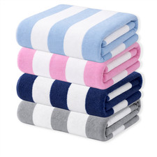 Beach Towel Large Striped Soft & Absorbent Cabana Stripe Microfibre 70x140cm