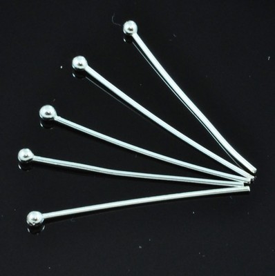 Echt 925 Sterling Silber Kugelkopf Pins Schmuckherstellung Fundstücke 1,5x0,5x25m
