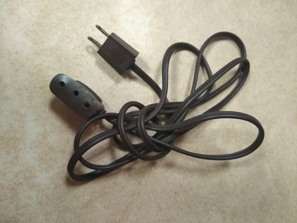 Vintage Singer Sewing Machine Plug Power Cord Brown 3 Hole - Image 2 of 2