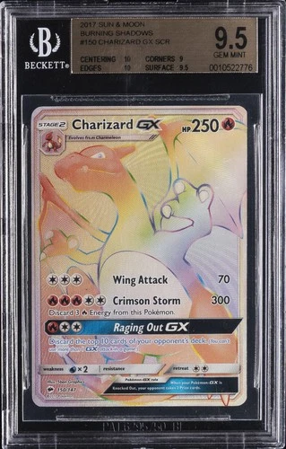 2017 POKEMON SUN AND MOON BURNING SHADOWS #150 CHARIZARD GX BGS 9.5