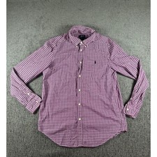 Ralph Lauren Boys XL 18-20 Gingham Button Down Shirt Red Blue White Long Sleeve