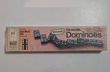 Vintage Halsam Double Six Wooden Dragon Dominoes 1970 2 Pieces Missing