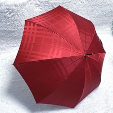 BURBERRY Shadow Nova Check Pattern Long Umbrella Red Women's Accessories Used
