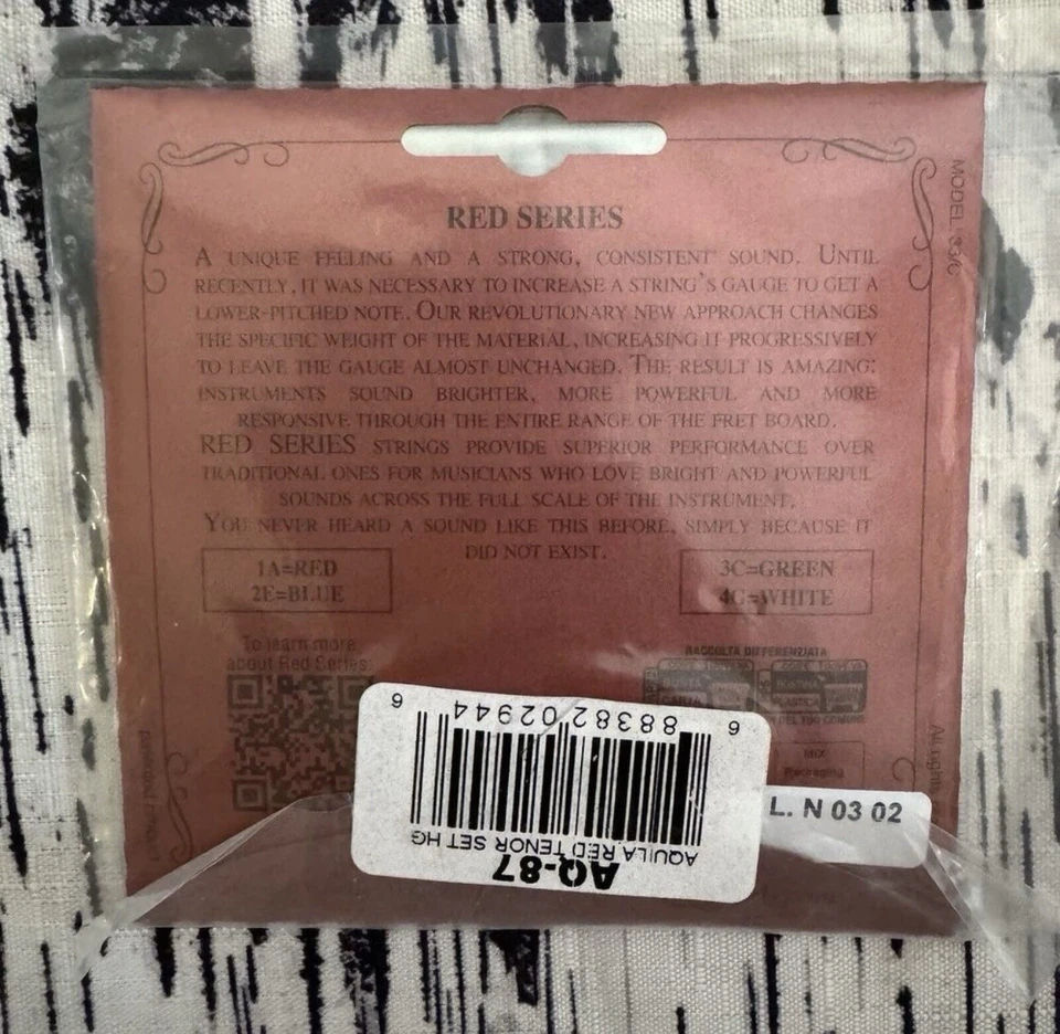 Aquila Red Series AQ-87 Tenor Ukulele Strings High G Corde Armoniche Italia - Image 3 of 4