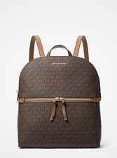 Image of MICHAEL Michael Kors Medium Brown Signature Logo Backpack 💯 Authentic
