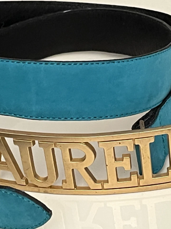 Laurèl MAGNIFIQUE CEINTURE T85 T42 CUIR DAIM TURQUOISE - Photo 4/4