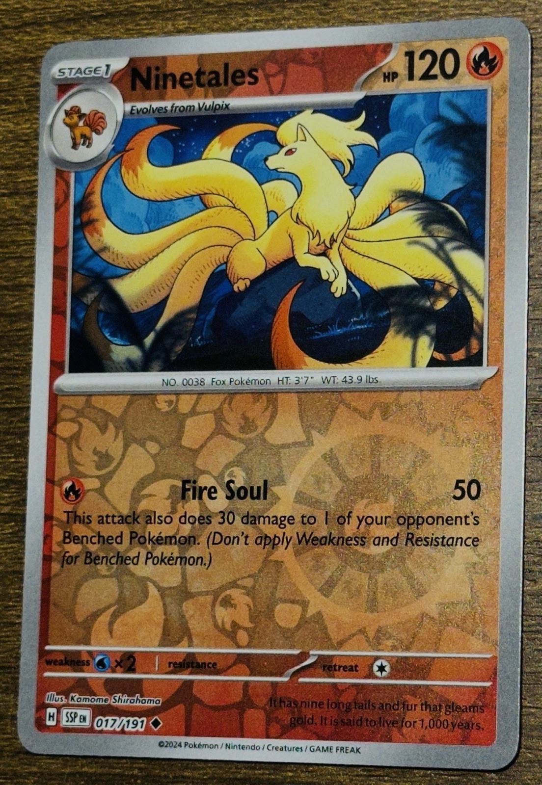 Reverse Holo Ninetales 017/191 Reverse Holo SV08: Surging Sparks NM