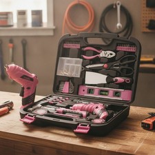 Pink Tool Set with 3.6V Cordless Screwdriver Tool Kit, 143 Pcs | for Women, H...