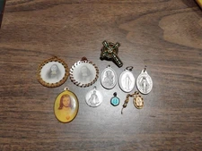 Vintage Religious Charms, Pin, Saint Relics Lot Of 10 Unique Very Rare Htf Items