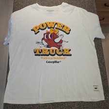 Caterpillar "Power Truck" T-shirt Sz XL White Danny Diesel Retro Cat Workwear