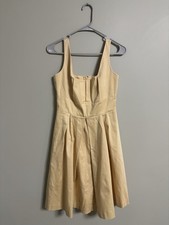 Calvin Klein Dress Size 2 Yellow Fit & Flare A Line Sleevless Cotton Stretch