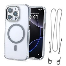 for iPhone 14 Pro Case with 62.99 inch Lanyard, iPhone 14 PRO Clear Gray
