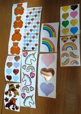 Mrs Grossman Vintage Stickers Lot 9 Mods, Bears, Hearts & Unicorns,  From Rolls