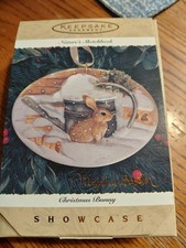 VINTAGE 1996 ZNAK ROZPOZNAWCZY OZDOBA ŚWIĄTECZNA "KRÓLIK BOŻONARODZENIOWY" Z PUDEŁKIEM I PODPISANYM