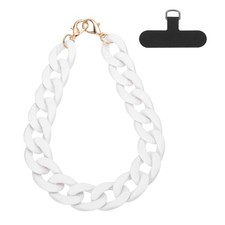 Phone Wrist Strap, 15" Acrylic Cellphone Chain with Tether Tab, White