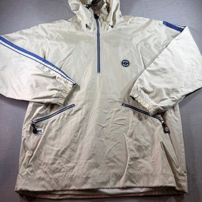 Helly Hansen Anorak Jacket Mens XL Cream Excellent Vintage HH Boardwear Zip Hood