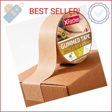 XFasten Brown Paper Packing Tape - 2.75-Inch x 375-Feet, Water Activated, Reinfo