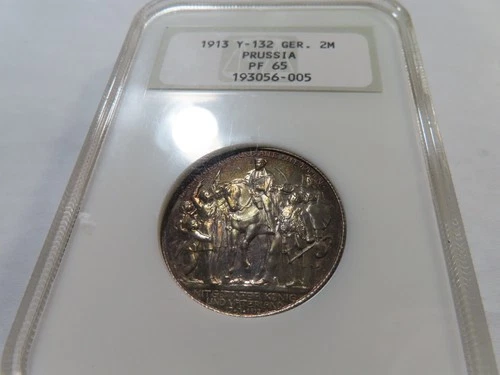 E10 Germany Prussia 1913 Silver 2 Mark Napoleons Defeat NGC PROOF-65 Nice Toning
