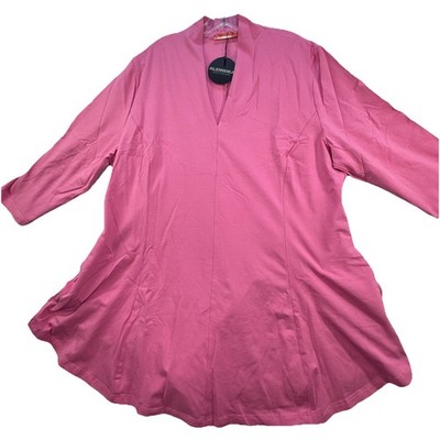 New $188 Alembika Tunic Top Plus Size 2X Bazooka Pink General Lagenlook Curvy