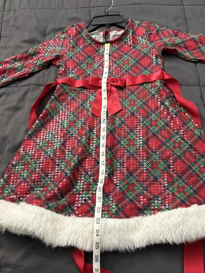 Красивые девочки Bonnie Jean клетку рождественское платье размер 8 Ex состоянии носить один раз! - Изображение 3 из 4