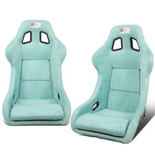 J2 Pair Lake Blue Suede Fixed Position Large Bucket Racing Seat Fiberglass Frame