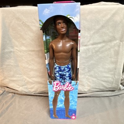 Barbie Ken Fashion Doll Dark Complexion Blue Swim Trunks Beach HFX92