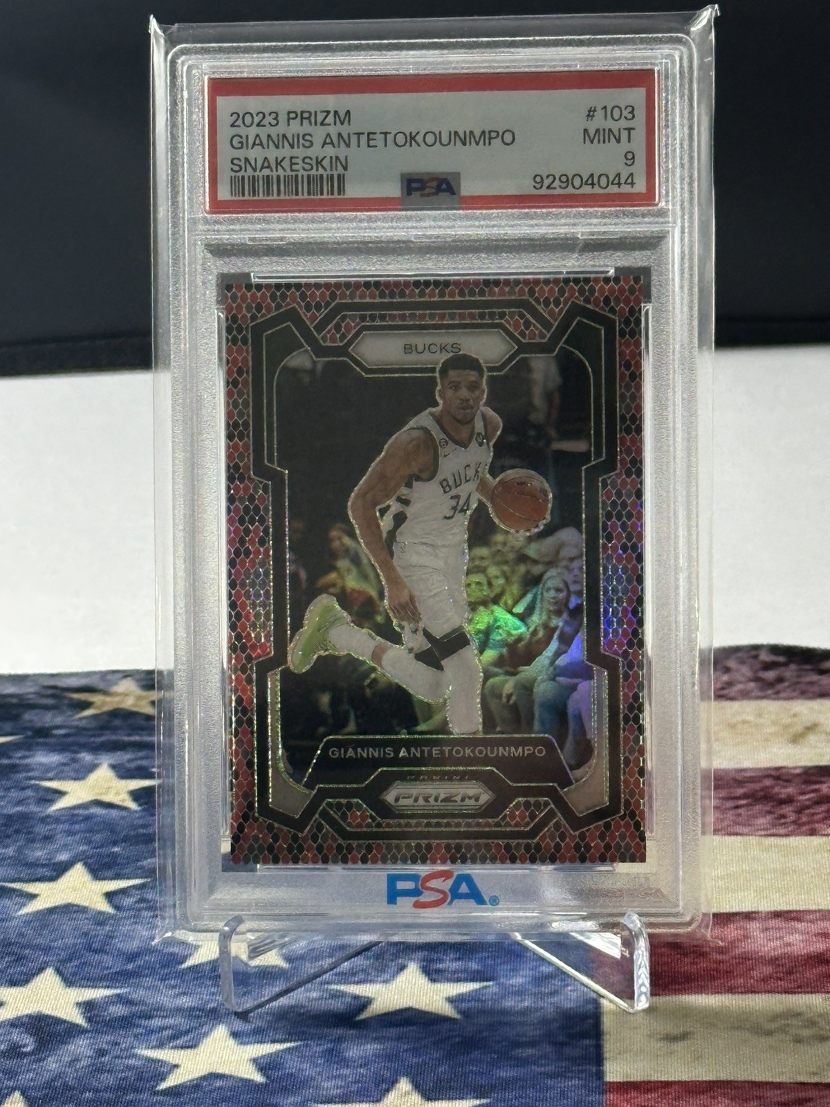 2023-24 Panini Prizm - Giannis Antetokounmpo #103 Snake Skin Prizm PSA 9