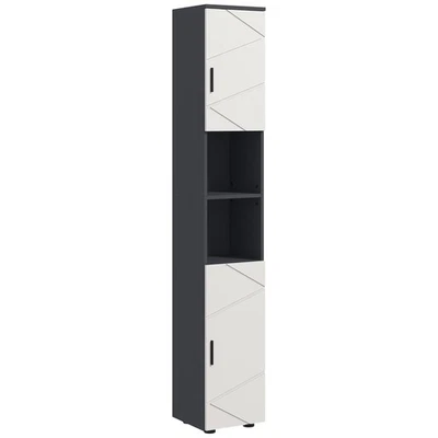 kleankin Tall Bathroom Storage Cabinet with Soft Close Mechanism, Grey