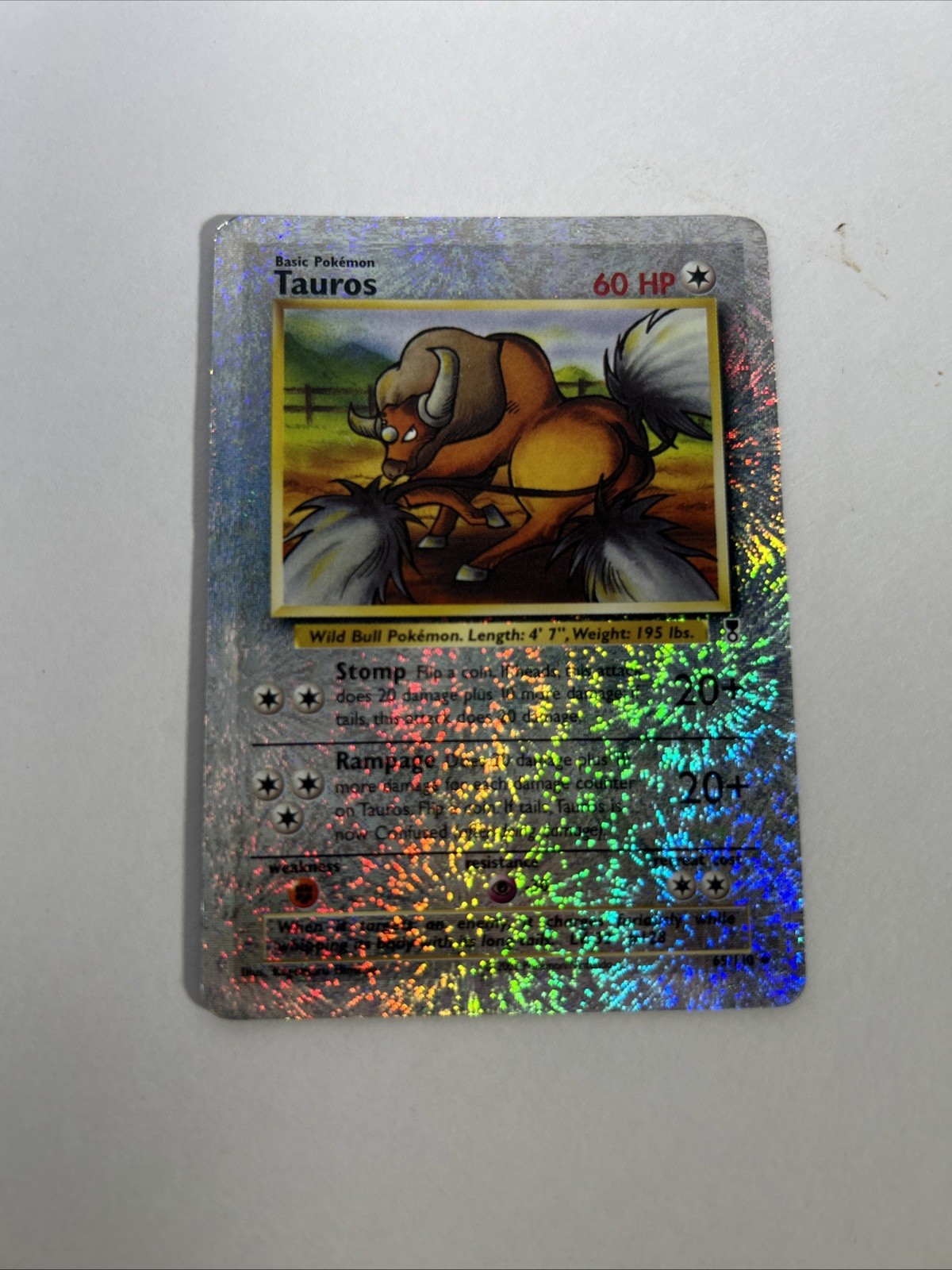 Pokemon Tauros Legendary Collection Reverse Holo 65/110 Card Vintage LP/MP 2002