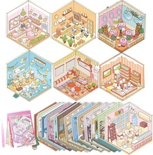 20 Sets 3D Sticker Scene Book Sticker Therapy 3D Scenes for Adults Collection Bo