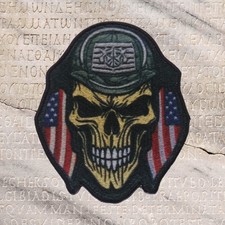 Tactical Skull Patch Embroidered Iron-on Applique Military USA Flag Patriotic
