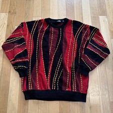 Vintage 3D Tundra Coogi Style Knit Biggie Crewneck Sweater XL 