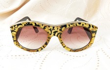 Christian Lacroix Womens Sunglasses Vintage Gold Leaf Design Baroque 1980s Rare