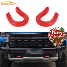 Red Front Bumper Tow Hook Trailer Cover Trim For Chevy Silverado SIERRA 14+ ABS