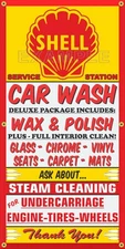 SHELL CAR WASH GAS SERVICE STATION VINTAGE GARAGE SIGN REMAKE BANNER SIZE OPTION