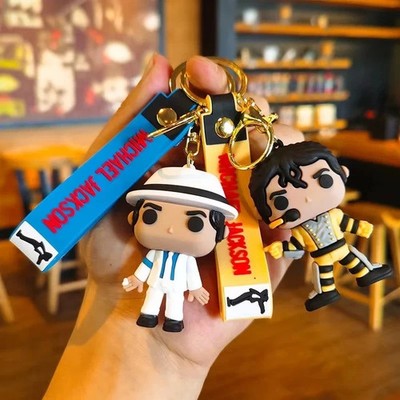 Michael Jackson Keychain King of Dance Mini Idol Figure Key Ring Toy Collectible