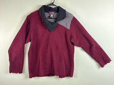 Red Rover VTG Fleece Sweater Womens XS Red Grey Collared 90s USA Made Oversized