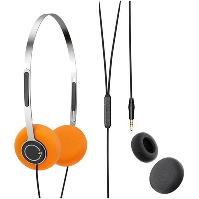 Y3 Wired Retro Headphones with Replaceable Orange Ear Pads