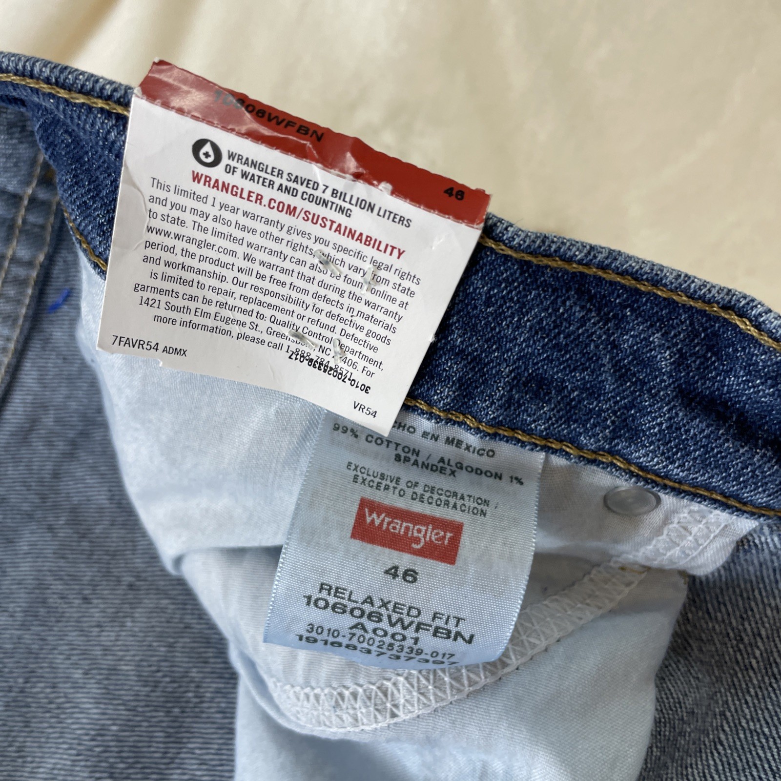WRANGLER Denim Shorts Men's 46 Big & Tall Five Star Premium Relaxed Fit Stretch image 5