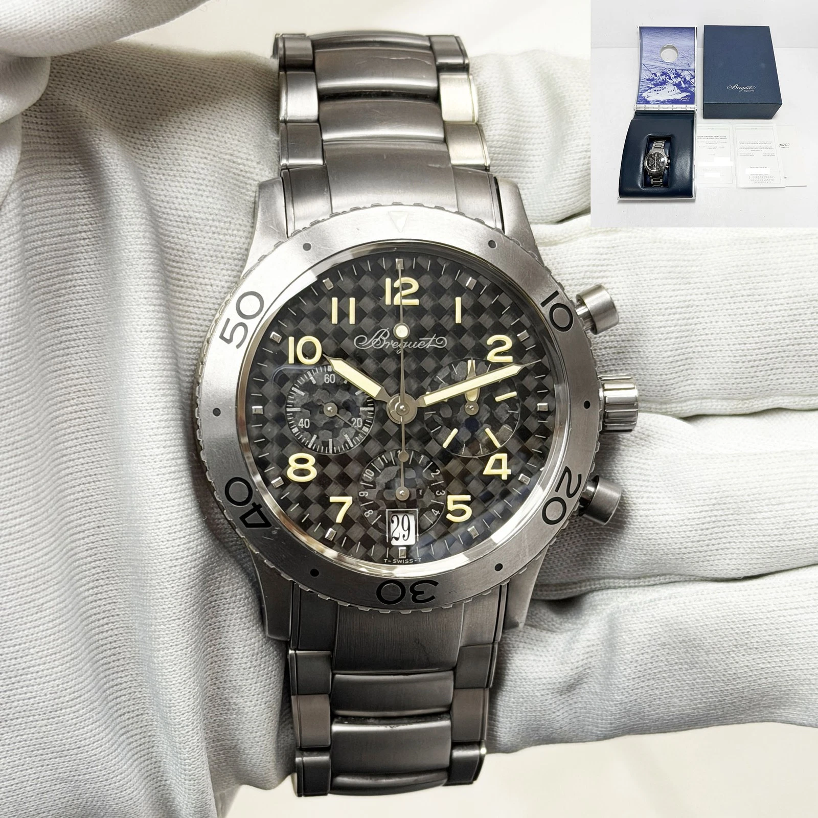 Breguet — 1999 Breguet Type Xx Chrono Date 3820TI 39MM Black Patina Titanium Box Paper