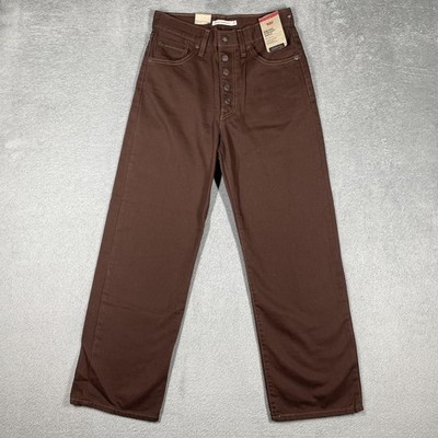 Levi's Jeans Ribcage Straight Ankle Womens 27 Brown Denim 5-Pocket Button Fly