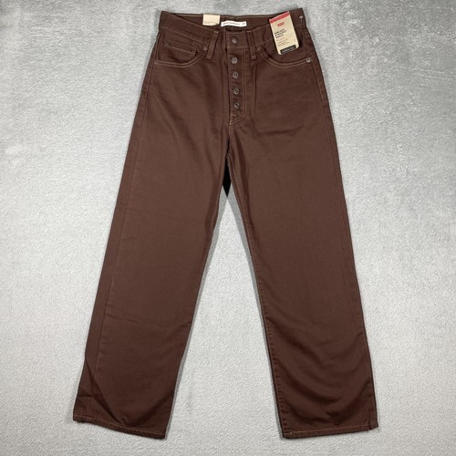 Levi's Jeans Ribcage Straight Ankle Womens 27 Brown Denim 5-Pocket Button Fly