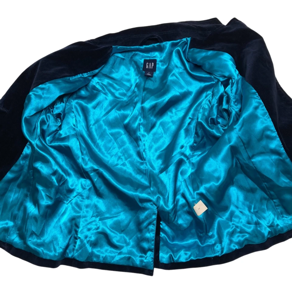 Chaqueta blazer GAP azul algodón terciopelo pequeño vintage clásico ajustado bolsillos años 90 Foto 4 de 4